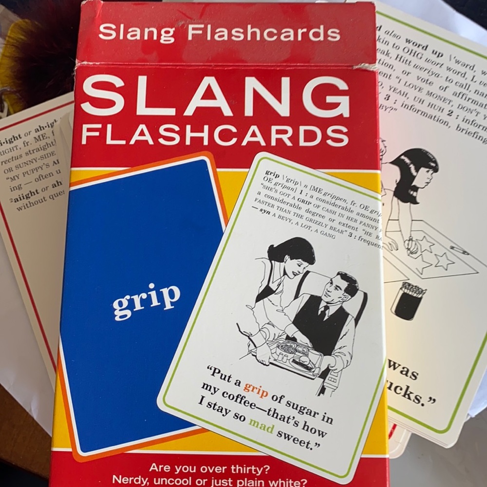 Slang flashcards 60 cards with latest slang words.